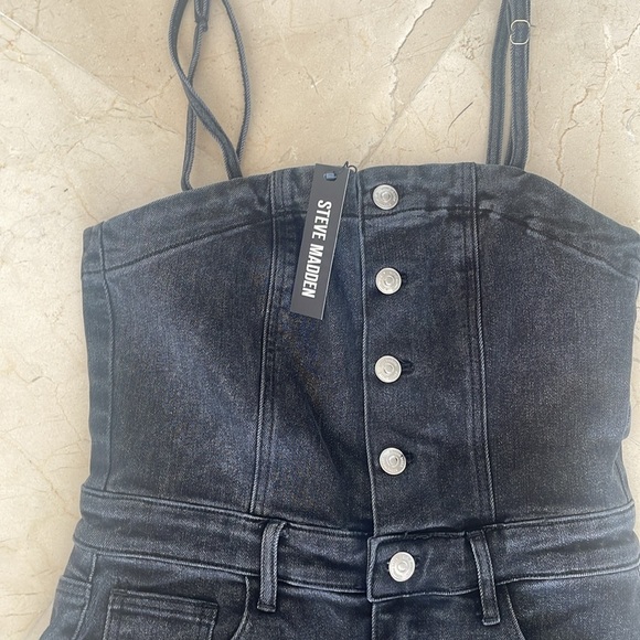 STEVE MADDEN BLACK DENIM MAXI DRESS - Picture 2 of 8